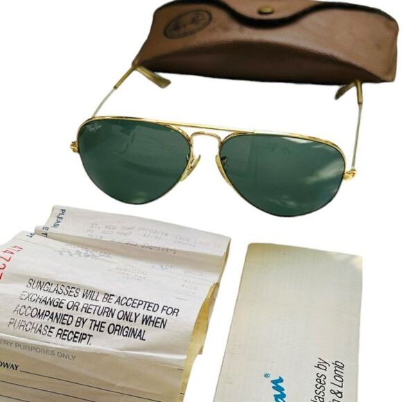 Authentic Vintage Ray-Ban Aviator Sunglasses With Orignal Case, Receipt & More - Picture 1 of 16